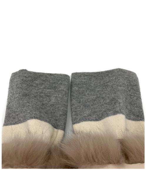 ISHIHAMA（イシハマ）ISHIHAMA (イシハマ) フォクスファー付カシミヤ混ニットコート ベージュ サイズ:Mの古着・服飾アイテム