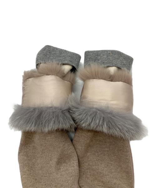 ISHIHAMA（イシハマ）ISHIHAMA (イシハマ) フォクスファー付カシミヤ混ニットコート ベージュ サイズ:Mの古着・服飾アイテム