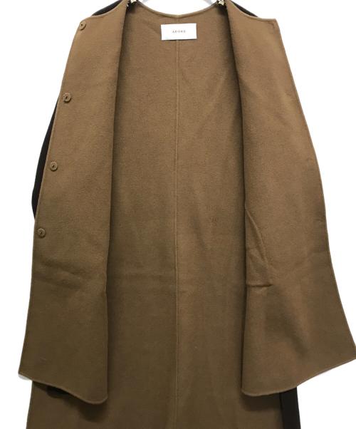 ADORE（アドーア）ADORE (アドーア) ノーカラーロングコート ブラウン サイズ:Fの古着・服飾アイテム