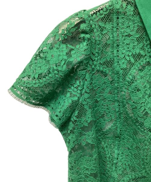 Yue（ユエ）Yue (ユエ) 襟付総レースブラウス グリーン サイズ:Mの古着・服飾アイテム