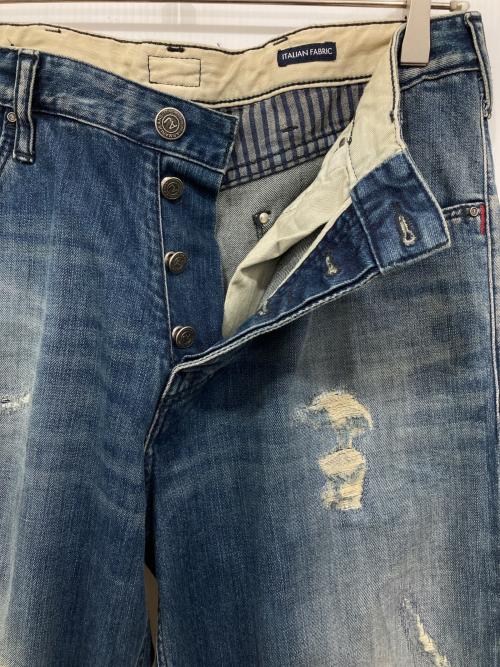 ARMANI JEANS（アルマーニジーンズ）ARMANI JEANS (アルマーニジーンズ) リペアデニムパンツ インディゴ サイズ:31の古着・服飾アイテム