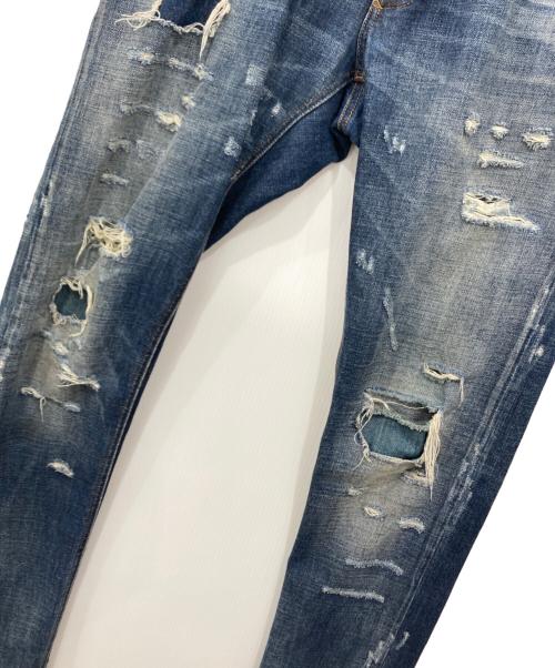 DOLCE & GABBANA（ドルチェ＆ガッバーナ）DOLCE & GABBANA (ドルチェ＆ガッバーナ) familiarワッペン ユーズド加工デニムパンツ インディゴ サイズ:48の古着・服飾アイテム