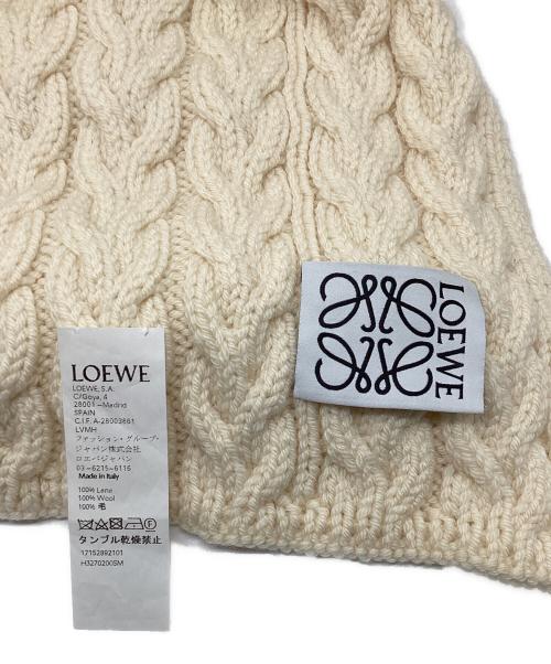 LOEWE（ロエベ）LOEWE (ロエベ) logo chunky knit scarf(ロゴ チャンキー ニット スカーフ) アイボリーの古着・服飾アイテム