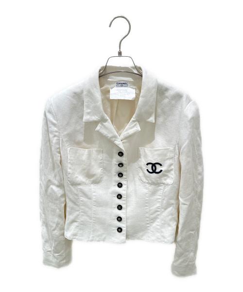 CHANEL（シャネル）CHANEL (シャネル) ココマーク リネンジャケット ホワイト サイズ:40の古着・服飾アイテム