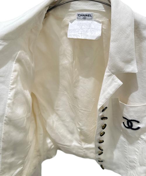 CHANEL（シャネル）CHANEL (シャネル) ココマーク リネンジャケット ホワイト サイズ:40の古着・服飾アイテム