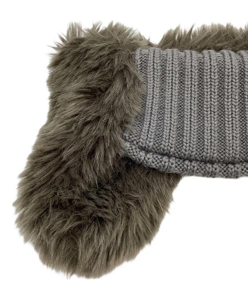 kijima takayuki（キジマタカユキ）kijima takayuki (キジマタカユキ) KNIT & FAUX FUR EAR BAND グレーの古着・服飾アイテム