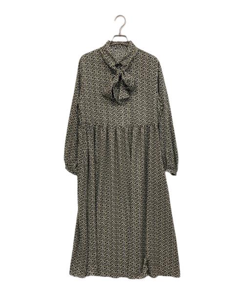 BALLSEY（ボールジィ）BALLSEY (ボールジィ) BBカリグラフィプリント ボウタイワンピース ブラック サイズ:36の古着・服飾アイテム