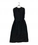 TOMORROW LAND collectionトゥモローランドコレクション）の古着「リーフエンブロイダリー キーネックワンピース」｜ブラック