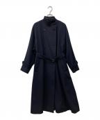 TOMORROW LAND collectionトゥモローランドコレクション）の古着「カバートクロス スタンドカラーコート」｜ネイビー