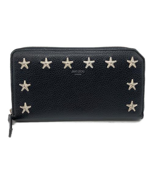 JIMMY CHOO（ジミーチュウ）JIMMY CHOO (ジミーチュウ) スタースタッズ ロングウォレット ブラックの古着・服飾アイテム