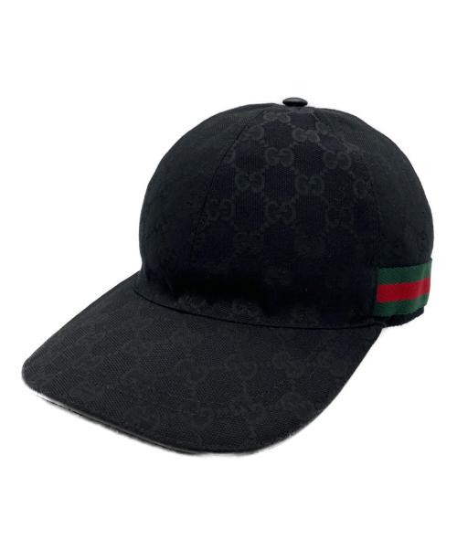GUCCI（グッチ）GUCCI (グッチ) オリジナルGGキャンバス ベースボール キャップ ブラック サイズ:Ｓの古着・服飾アイテム