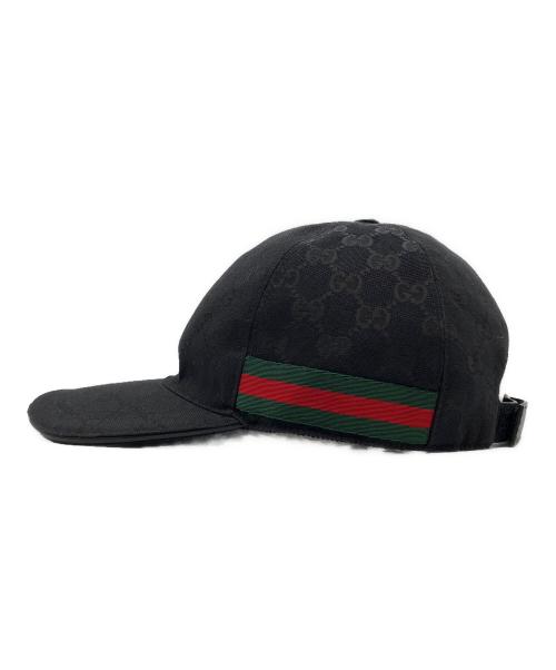 GUCCI（グッチ）GUCCI (グッチ) オリジナルGGキャンバス ベースボール キャップ ブラック サイズ:Ｓの古着・服飾アイテム