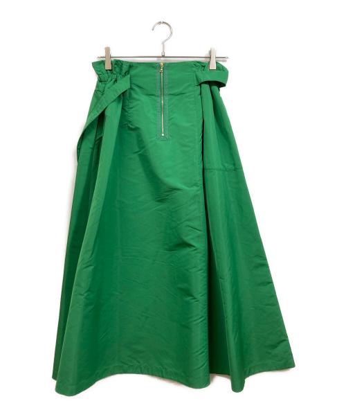 DRAWER（ドゥロワー）DRAWER (ドゥロワー) ロングフレアスカート グリーン サイズ:36の古着・服飾アイテム