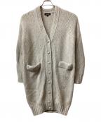 DRAWERドゥロワー）の古着「ムートンパッチロングカーディガン」｜ライトグレー