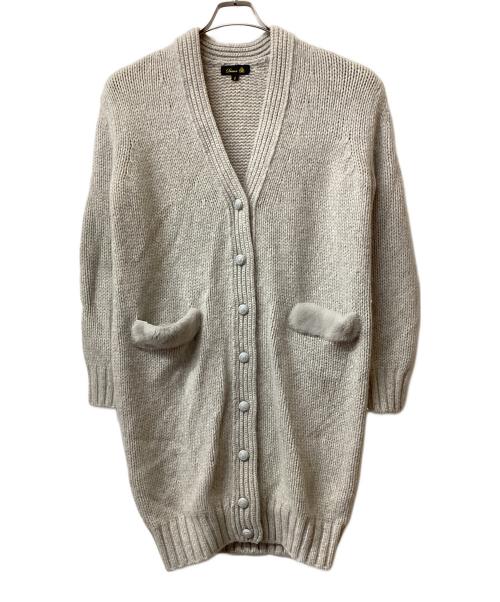 DRAWER（ドゥロワー）DRAWER (ドゥロワー) ムートンパッチロングカーディガン ライトグレー サイズ:2の古着・服飾アイテム