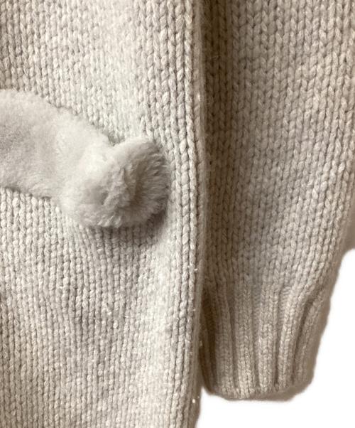 DRAWER（ドゥロワー）DRAWER (ドゥロワー) ムートンパッチロングカーディガン ライトグレー サイズ:2の古着・服飾アイテム