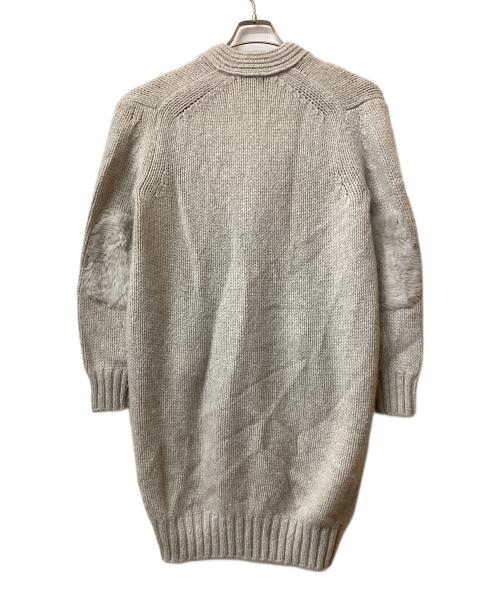 DRAWER（ドゥロワー）DRAWER (ドゥロワー) ムートンパッチロングカーディガン ライトグレー サイズ:2の古着・服飾アイテム