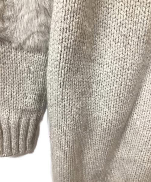 DRAWER（ドゥロワー）DRAWER (ドゥロワー) ムートンパッチロングカーディガン ライトグレー サイズ:2の古着・服飾アイテム