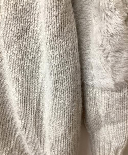 DRAWER（ドゥロワー）DRAWER (ドゥロワー) ムートンパッチロングカーディガン ライトグレー サイズ:2の古着・服飾アイテム