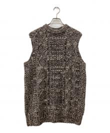 INSCRIRE（アンスクリア）の古着「ミックスアランニット ベスト」｜ブラウン