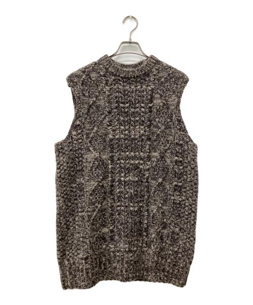 INSCRIRE（アンスクリア）INSCRIRE (アンスクリア) ミックスアランニット ベスト ブラウン サイズ:不明の古着・服飾アイテム