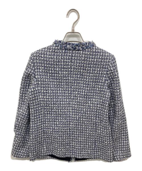 ANAYI（アナイ）ANAYI (アナイ) ミックスツイードロングノーカラー ジャケット ネイビー サイズ:34の古着・服飾アイテム