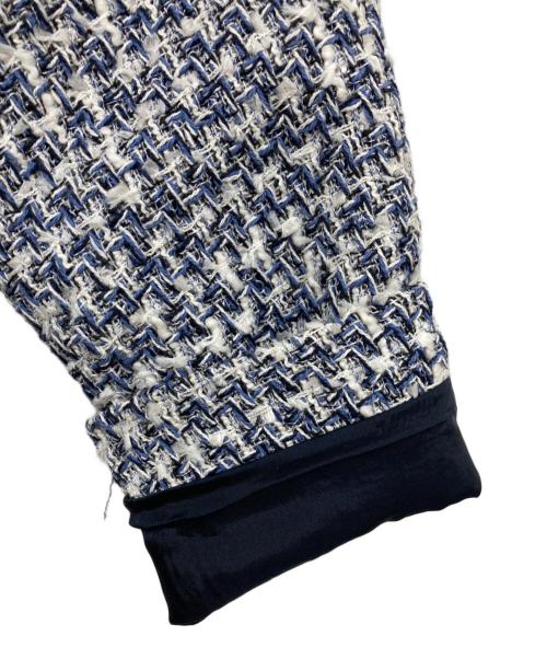 ANAYI（アナイ）ANAYI (アナイ) ミックスツイードロングノーカラー ジャケット ネイビー サイズ:34の古着・服飾アイテム