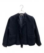 house of lotusハウスオブロータス）の古着「フリンジノーカラージャケット」｜ネイビー