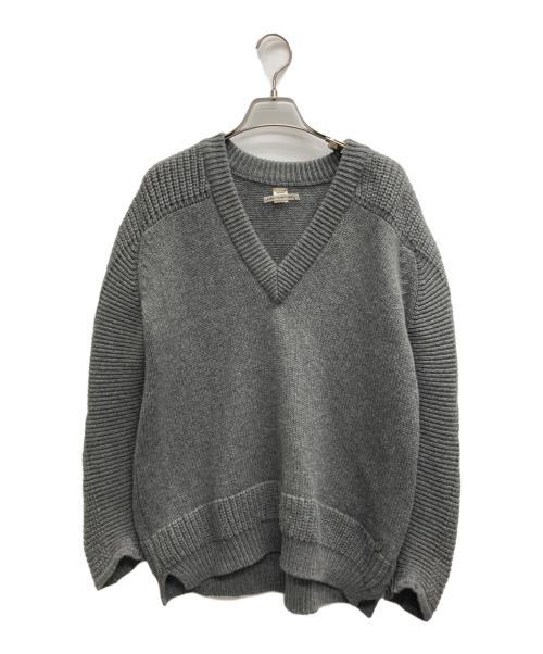 HERMES（エルメス）HERMES (エルメス) カシミヤVネックニット グレー サイズ:36の古着・服飾アイテム
