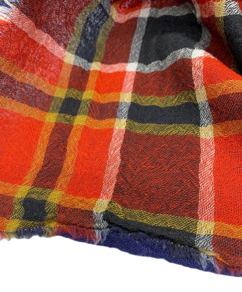 Vivienne Westwood（ヴィヴィアンウエストウッド）Vivienne Westwood (ヴィヴィアンウエストウッド) オーブ刺繍チェックストール レッドの古着・服飾アイテム