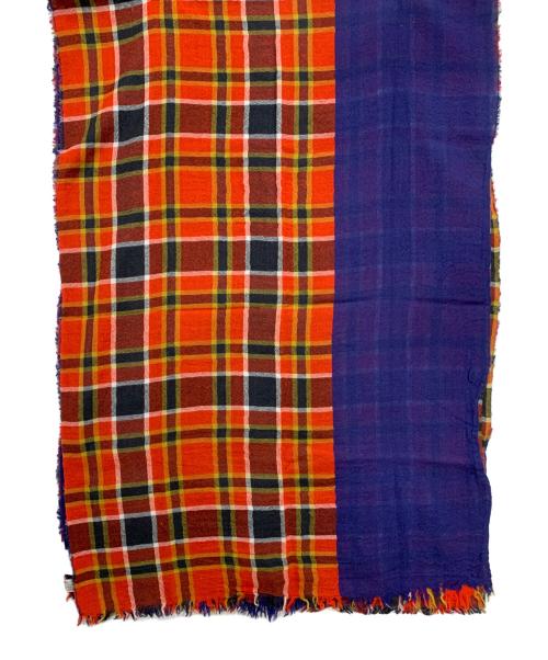 Vivienne Westwood（ヴィヴィアンウエストウッド）Vivienne Westwood (ヴィヴィアンウエストウッド) オーブ刺繍チェックストール レッドの古着・服飾アイテム