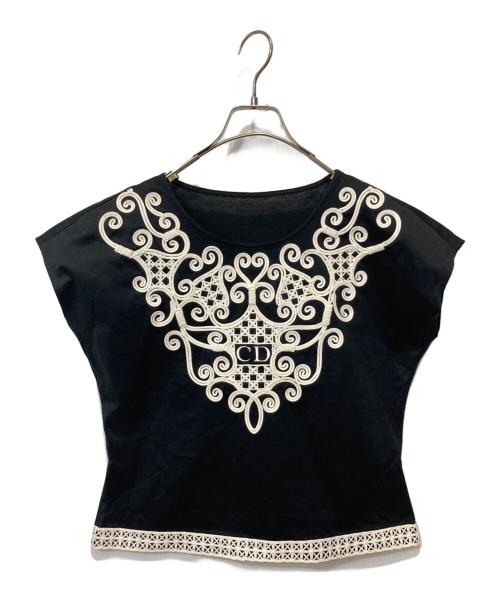 Christian Dior（クリスチャン ディオール）Christian Dior (クリスチャン ディオール) コードレース刺繍カットソー ネイビー サイズ:11の古着・服飾アイテム