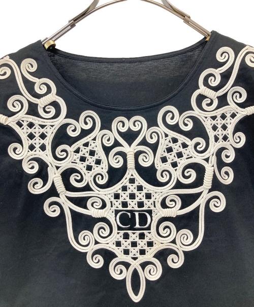 Christian Dior（クリスチャン ディオール）Christian Dior (クリスチャン ディオール) コードレース刺繍カットソー ネイビー サイズ:11の古着・服飾アイテム