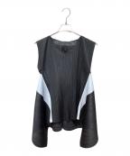 PLEATS PLEASEプリーツプリーズ）の古着「SALT TOP バイカラープリーツトップス」｜ブラック×アイスグレー