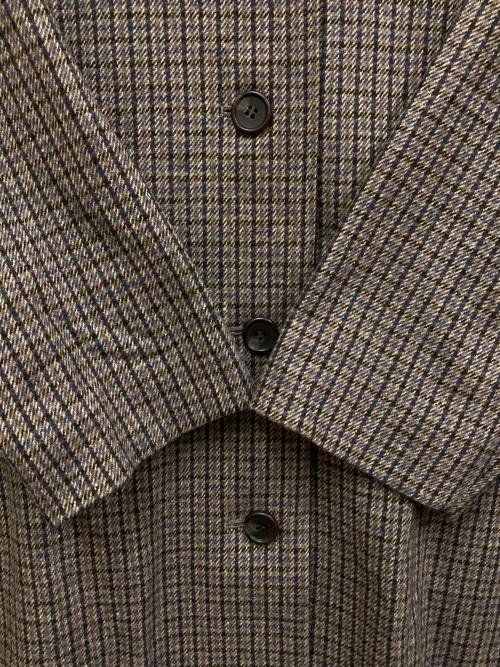 mizuiro-ind（ミズイロインド）mizuiro-ind (ミズイロインド) チェックウールブレンドステンカラーコート ブラウン サイズ:SIZE Freeの古着・服飾アイテム