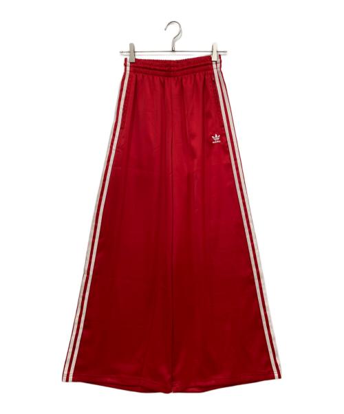 adidas（アディダス）adidas (アディダス) サテン ワイドレッグ トラックパンツ レッド サイズ:Sの古着・服飾アイテム