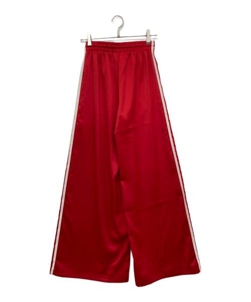 adidas（アディダス）adidas (アディダス) サテン ワイドレッグ トラックパンツ レッド サイズ:Sの古着・服飾アイテム