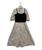 BLUE LABEL CRESTBRIDGEブルーレーベルクレストブリッジ）の古着「ニットビスチェシャツドレス」｜ベージュ