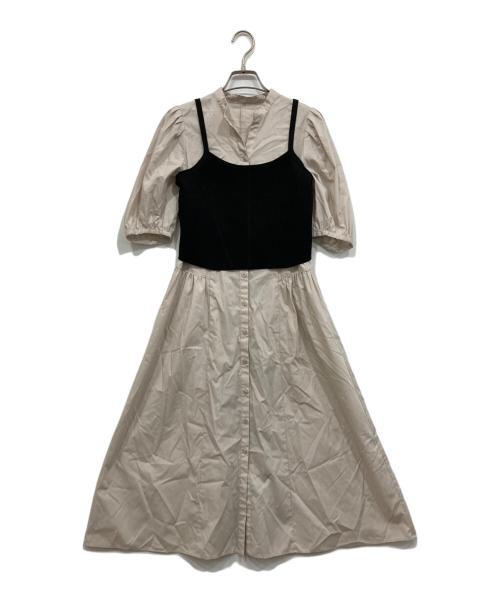 BLUE LABEL CRESTBRIDGE（ブルーレーベルクレストブリッジ）BLUE LABEL CRESTBRIDGE (ブルーレーベルクレストブリッジ) ニットビスチェシャツドレス ベージュ サイズ:36の古着・服飾アイテム