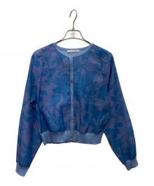 SOULEIADO（ソレイアード）の古着「ポリエステルプリント クルーネックカーディガン」｜ブルー