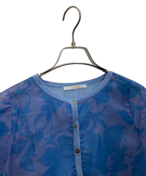 SOULEIADO（ソレイアード）SOULEIADO (ソレイアード) ポリエステルプリント クルーネックカーディガン ブルー サイズ:Sの古着・服飾アイテム