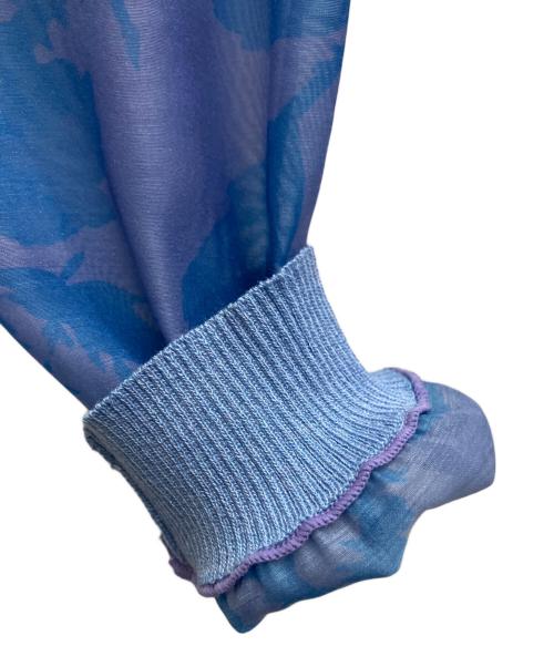 SOULEIADO（ソレイアード）SOULEIADO (ソレイアード) ポリエステルプリント クルーネックカーディガン ブルー サイズ:Sの古着・服飾アイテム