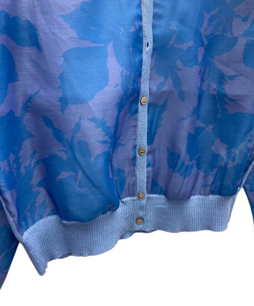 SOULEIADO（ソレイアード）SOULEIADO (ソレイアード) ポリエステルプリント クルーネックカーディガン ブルー サイズ:Sの古着・服飾アイテム