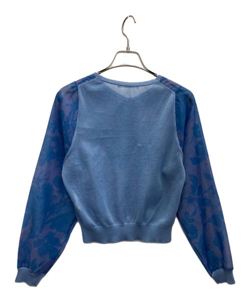 SOULEIADO（ソレイアード）SOULEIADO (ソレイアード) ポリエステルプリント クルーネックカーディガン ブルー サイズ:Sの古着・服飾アイテム