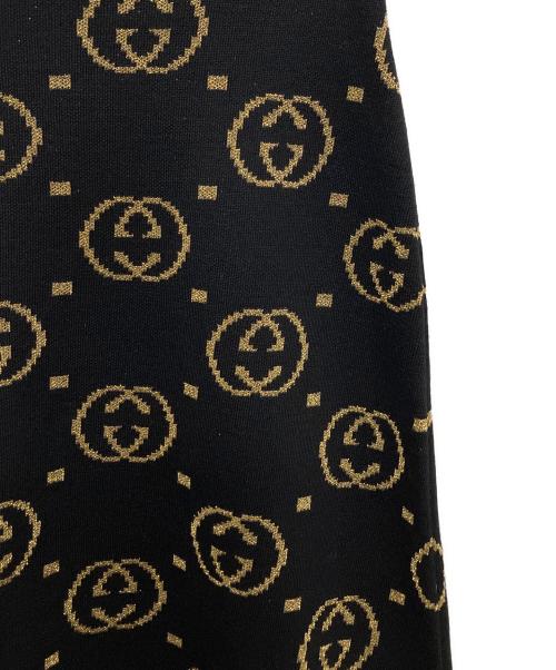 GUCCI（グッチ）GUCCI (グッチ) インターロッキング GG ニット スカート ブラック×ゴールド サイズ:Sの古着・服飾アイテム