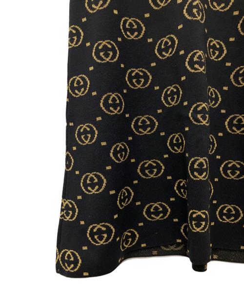 GUCCI（グッチ）GUCCI (グッチ) インターロッキング GG ニット スカート ブラック×ゴールド サイズ:Sの古着・服飾アイテム