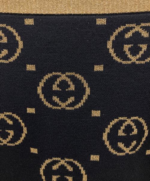 GUCCI（グッチ）GUCCI (グッチ) インターロッキング GG ニット スカート ブラック×ゴールド サイズ:Sの古着・服飾アイテム