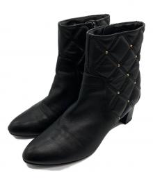 DIANA（ダイアナ）の古着「キルティングショートブーツ」｜ブラック