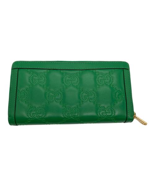 GUCCI（グッチ）GUCCI (グッチ) ジップアラウンドウォレット/GGマトラッセ グリーンの古着・服飾アイテム