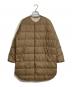 ORCIVAL（オーシバル）の古着「Polyester Taffeta Round Neck Long Coat ノーカラーダウンコート」｜ブラウン